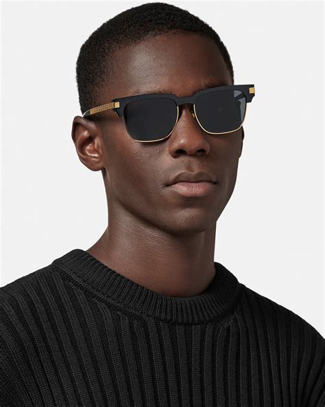 black versace leather synglasses|Greca Sunglasses Black .